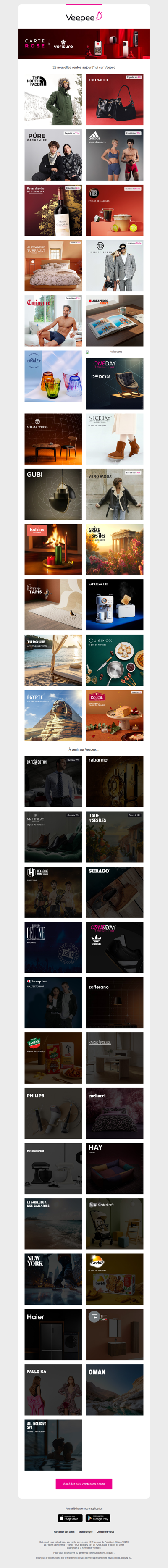 Aujourd'hui : The North Face, Coach, Püre Cachemire et 22 autres ventes sur Veepee