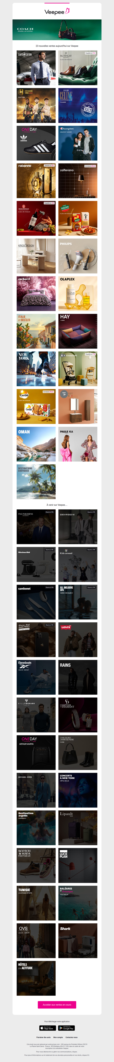 Bonjour, aujourd'hui Café Coton, Mc Finlay, Hexagone MMA et 20 autres ventes sur Veepee