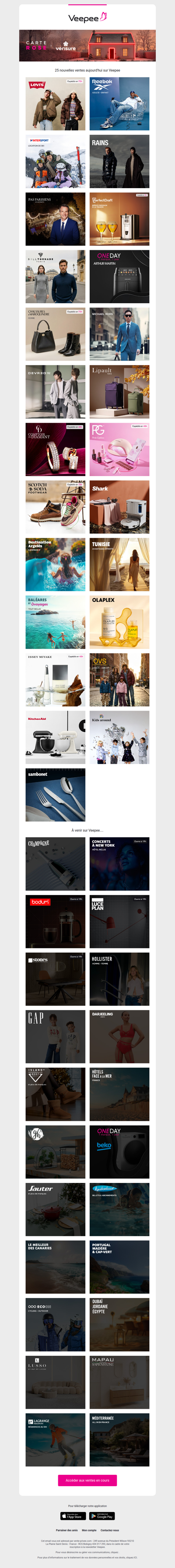 Aujourd'hui : Levi's®, Reebok, Intersport et 22 autres ventes sur Veepee