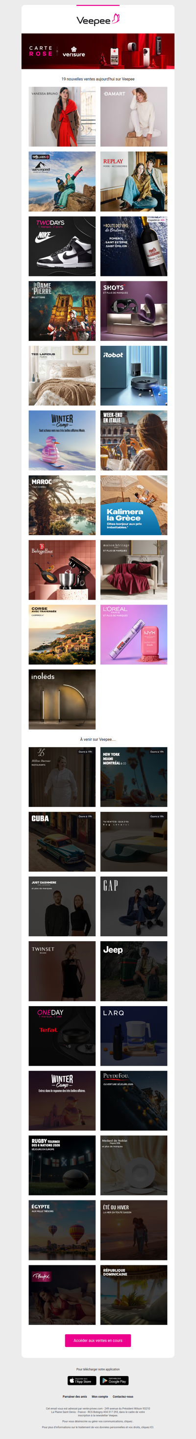 Aujourd'hui : Vanessa Bruno, Damart, Trollkids, Westfjord  et 16 autres ventes sur Veepee