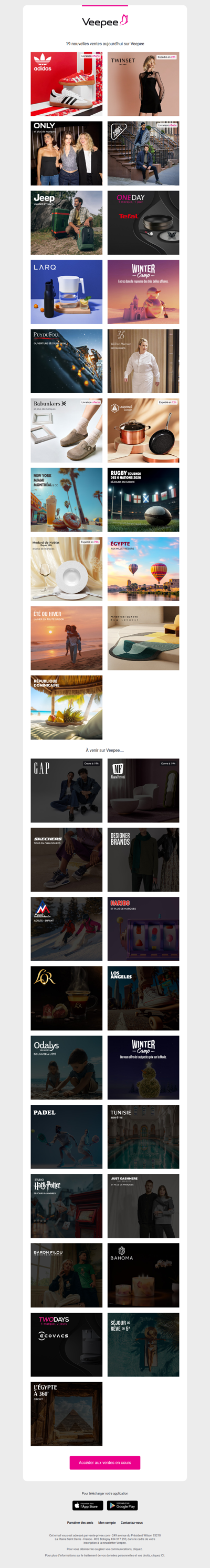 Aujourd'hui : Adidas, Twinset, Only et 16 autres ventes sur Veepee