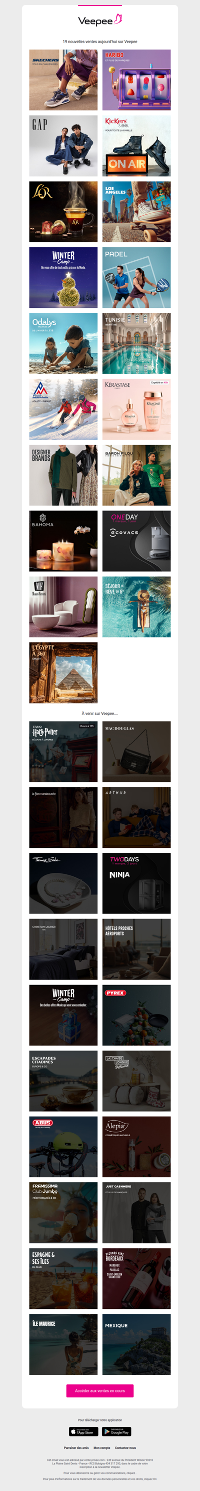 Bonjour, aujourd'hui Skechers, Confiseries Haribo, Gap et 16 autres ventes sur Veepee
