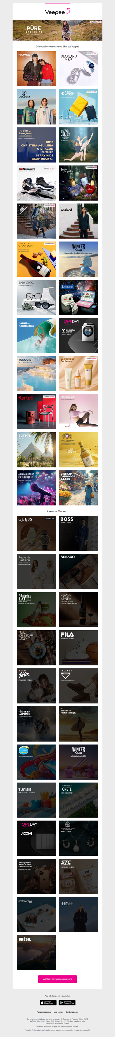 Aujourd'hui : Promod, Diamond & Co, Volcom et 21 autres ventes sur Veepee