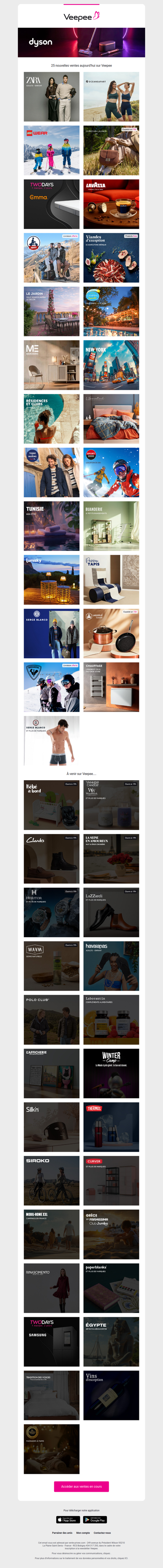 Bonjour, aujourd'hui Zara, Oceansapart, Legowear et Kabooki et 21 autres ventes sur Veepee