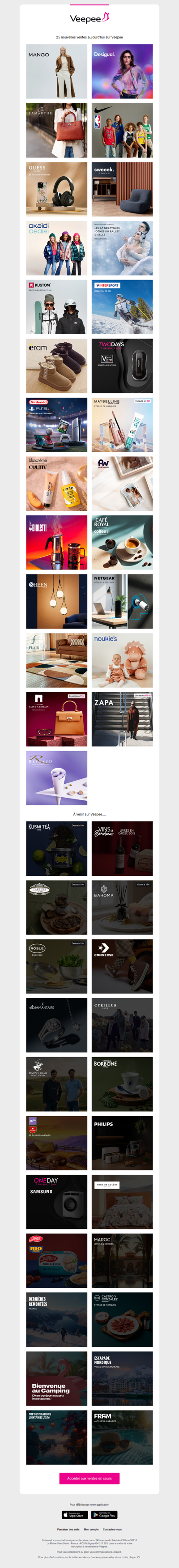 Aujourd'hui : Mango, Desigual, Lamarthe et 22 autres ventes sur Veepee