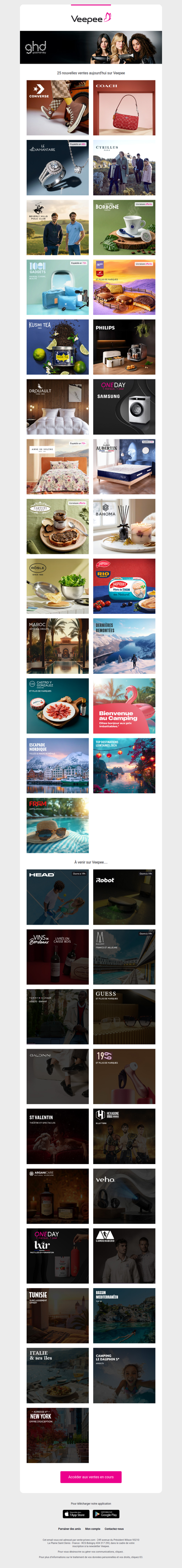 Aujourd'hui : Converse, Coach, Le Diamantaire et 22 autres ventes sur Veepee