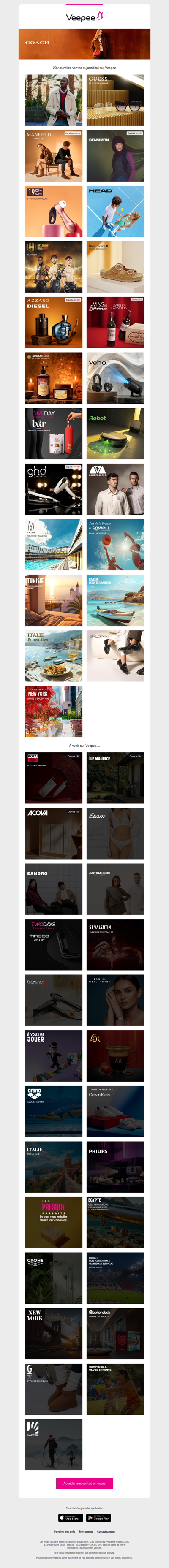 Bonjour, aujourd'hui Tommy Hilfiger, Top Brands Eyewear, Manfield  et 20 autres ventes sur Veepee