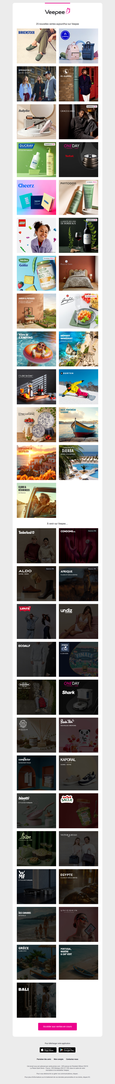 Aujourd'hui : Birkenstock, Cabaia, Springfield et 22 autres ventes sur Veepee