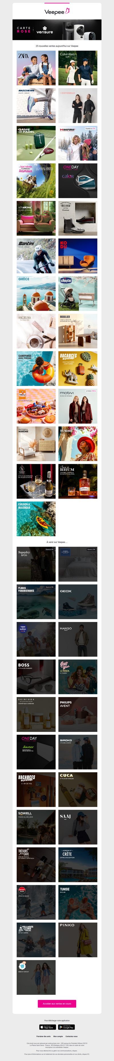 Aujourd'hui : Zara, Calvin Klein Golf, Skechers et 22 autres ventes sur Veepee