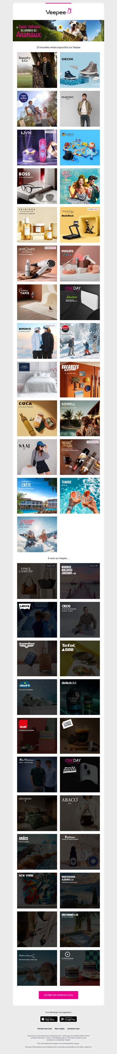 Bonjour, aujourd'hui Superdry, Geox, Terre De Marins et 22 autres ventes sur Veepee