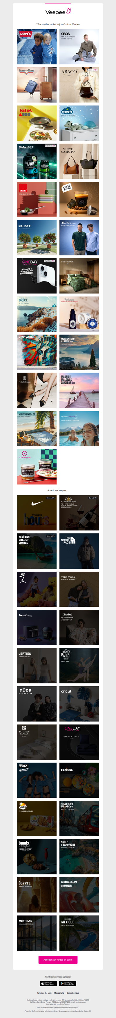 Aujourd'hui : Levi's® Kids, ASOS, American Travel et 20 autres ventes sur Veepee