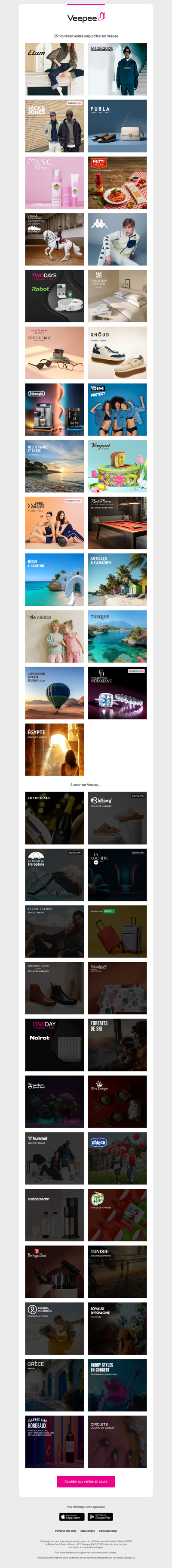 Bonjour, aujourd'hui Etam, Napapijri, Jack & Jones et 22 autres ventes sur Veepee