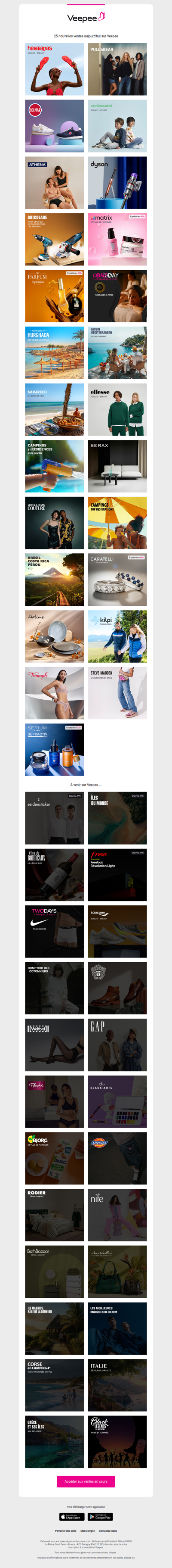 Bonjour, aujourd'hui Havaianas, Pull&Bear, Colmar Originals et 22 autres ventes sur Veepee