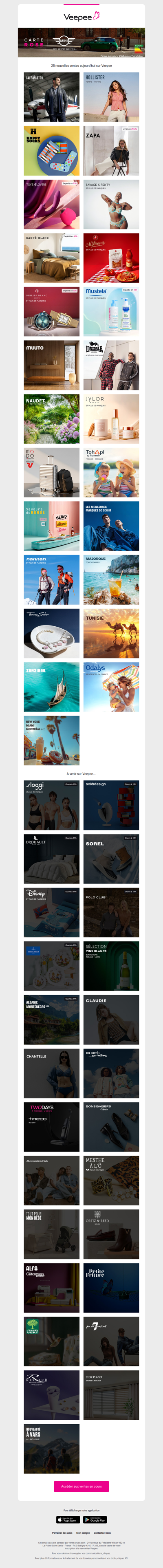 Aujourd'hui : Café Coton, Hollister, Happy Socks et 22 autres ventes sur Veepee