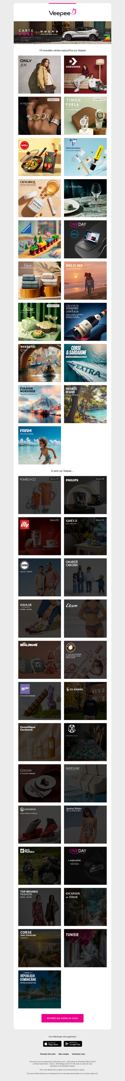 Aujourd'hui : Only, Converse Kids, Di Giorgio et 16 autres ventes sur Veepee