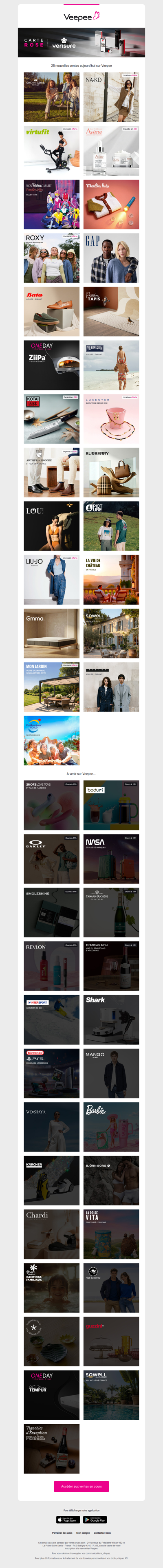 Aujourd'hui : Sergent Major, NA-KD, VirtuFit et 22 autres ventes sur Veepee