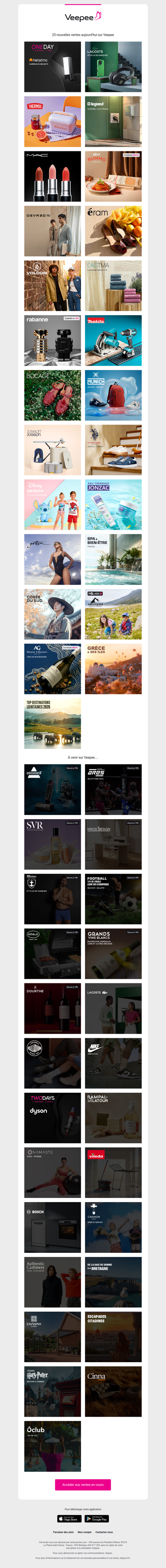 Aujourd'hui : Netatmo, CG Mobile , Thermos et 22 autres ventes sur Veepee