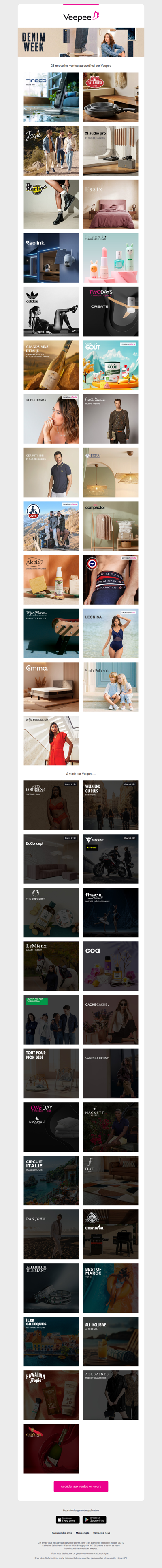 Bonjour, aujourd'hui Tineco, Ballarini, Jaqk et 22 autres ventes sur Veepee