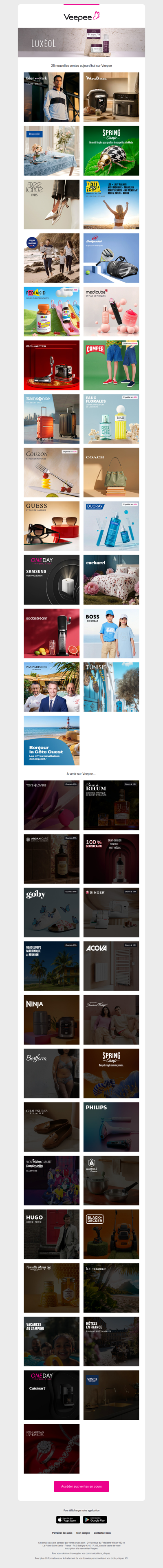 Aujourd'hui : Eden Park, Moulinex, Beauville et 22 autres ventes sur Veepee
