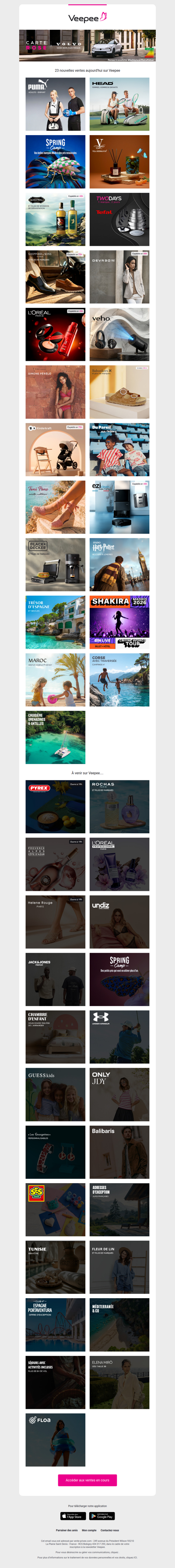 Aujourd'hui : Puma, Head Sportswear, Spring Camp et 20 autres ventes sur Veepee