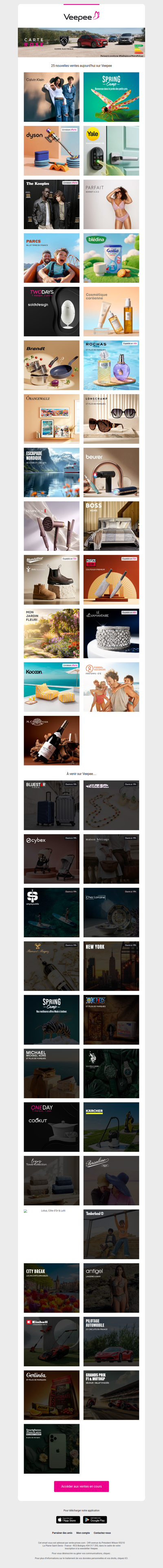 Bonjour, aujourd'hui Calvin Klein, Spring Camp, Dyson et 22 autres ventes sur Veepee