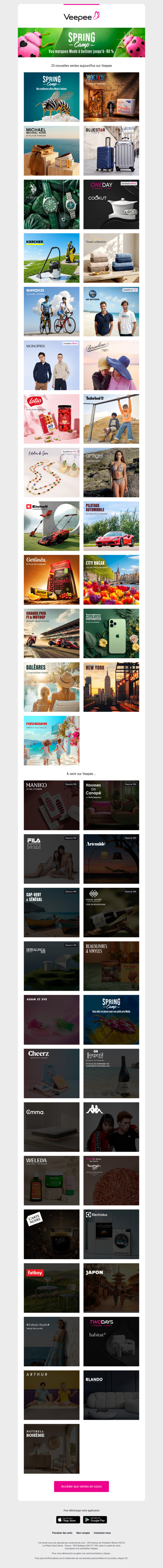 Aujourd'hui : Spring Camp, One Piece, Michael Kors et 22 autres ventes sur Veepee