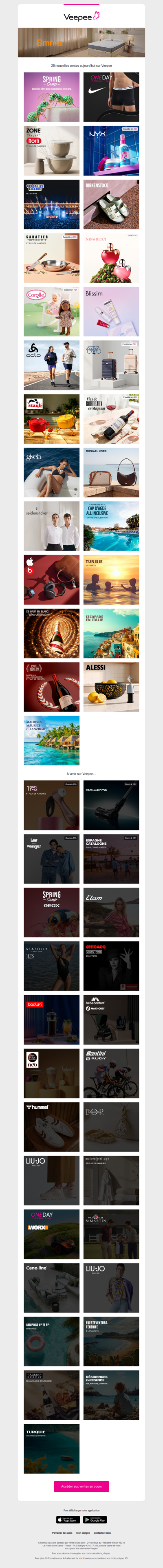 Aujourd'hui : Spring Camp, Nike, Zone Denmark et 22 autres ventes sur Veepee