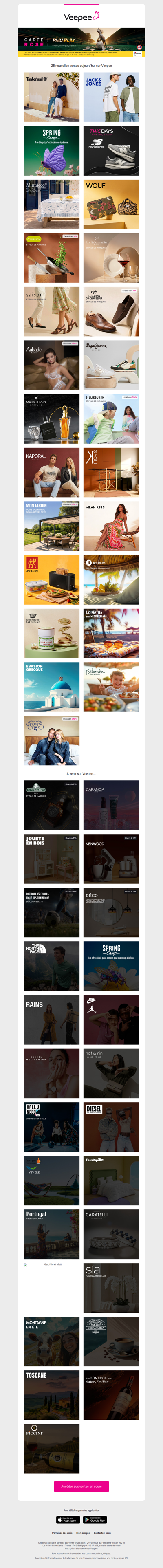 Aujourd'hui : Timberland, Jack & Jones, Spring Camp et 22 autres ventes sur Veepee