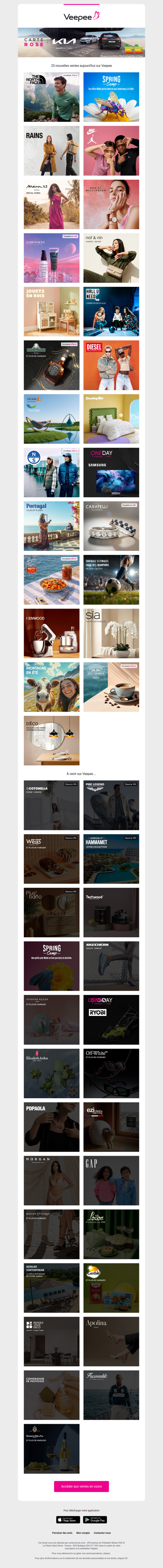 Aujourd'hui : The North Face, Spring Camp, Rains et 22 autres ventes sur Veepee