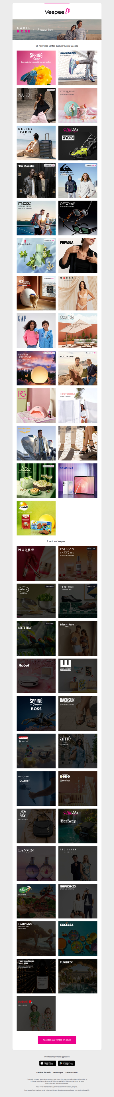 Bonjour, aujourd'hui Spring Camp, Skechers, Na-kd et 22 autres ventes sur Veepee