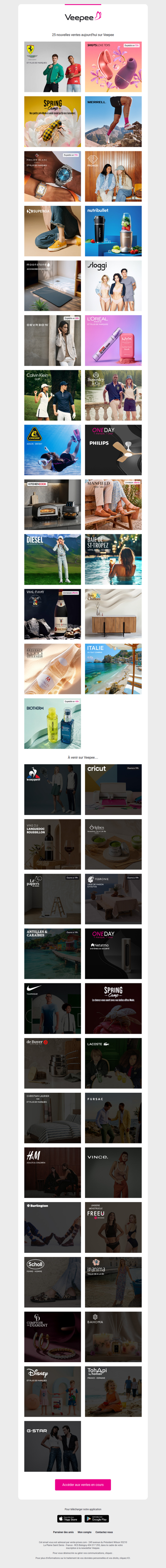 Aujourd'hui : Fanwear, Shots Toys, Satisfyer, Spring Camp et 22 autres ventes sur Veepee