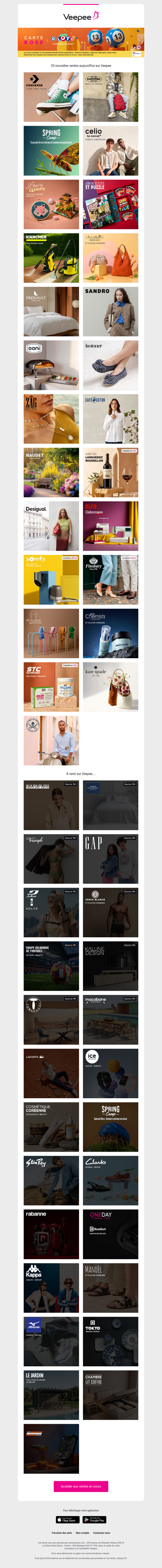 Bonjour, aujourd'hui Converse, Eastpak, Spring Camp et 22 autres ventes sur Veepee