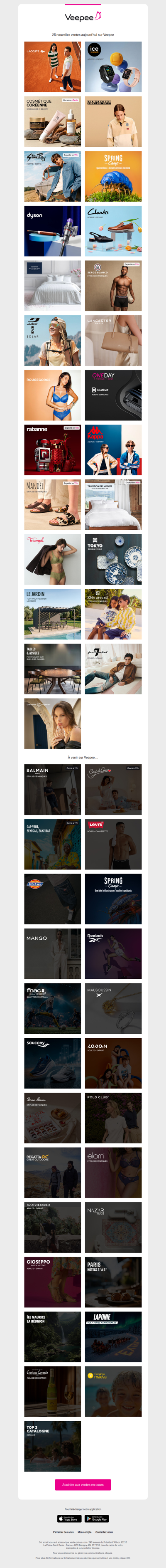 Aujourd'hui : Lacoste, Ice Watch, Cosmétique coréenne et 22 autres ventes sur Veepee