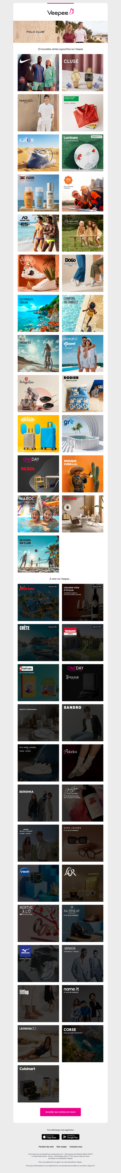 Aujourd'hui : NIKE, Cluse, Mango Man et 22 autres ventes sur Veepee