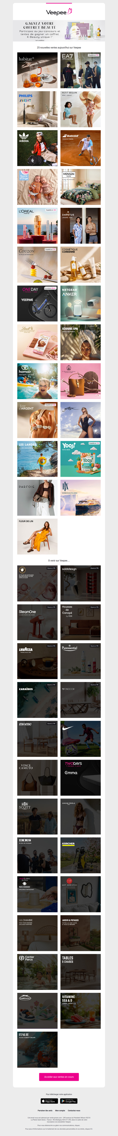 Aujourd'hui : Habitat, Emporio Armani, Philips Sonicare et 22 autres ventes sur Veepee