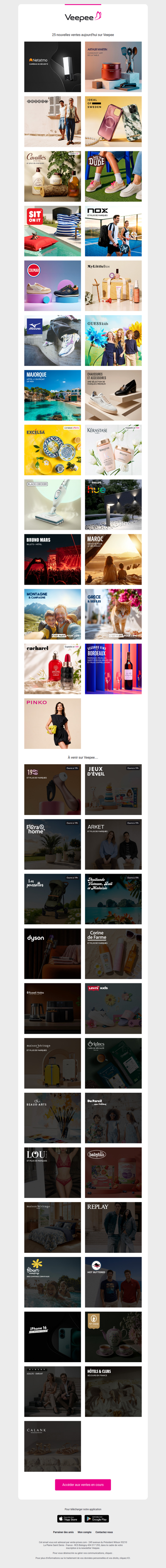 Bonjour, aujourd'hui Netatmo, Arthur Martin, Bonobo et 22 autres ventes sur Veepee