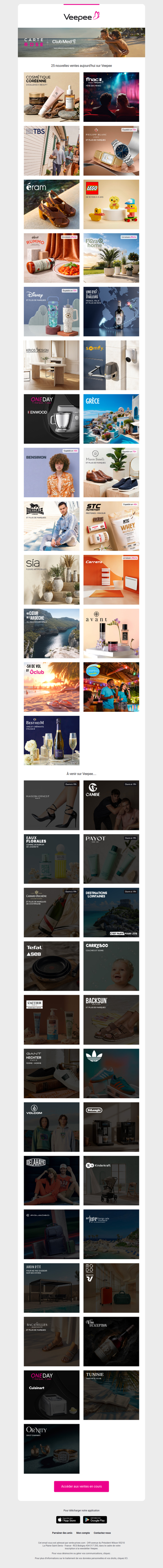 Bonjour, aujourd'hui Cosmétique coréenne, Fnac Fête des Mères, Tbs et 22 autres ventes sur Veepee
