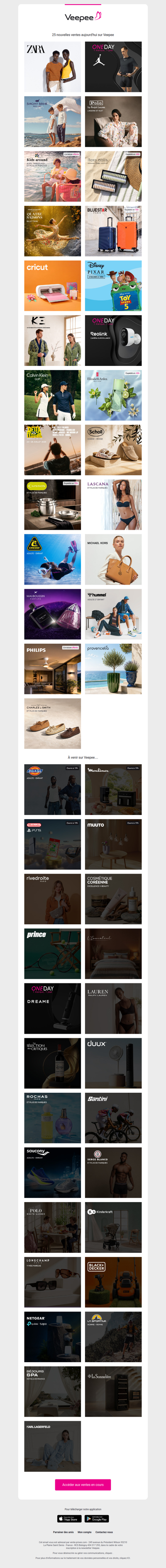 Aujourd'hui : Zara, Jordan, Sergent Major et 22 autres ventes sur Veepee