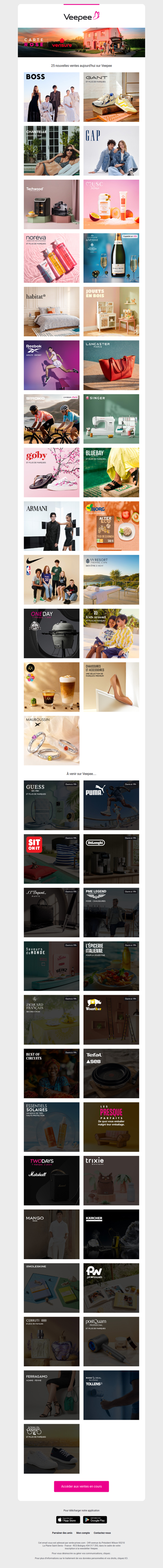 Bonjour, aujourd'hui Boss, Gant, Hechter Paris, Chantelle et 22 autres ventes sur Veepee