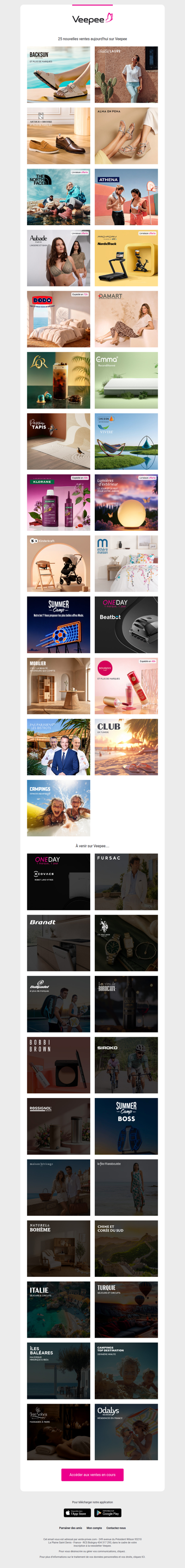 Bonjour, aujourd'hui Backsun, Christine Laure, Arthur & Brooke et 22 autres ventes sur Veepee