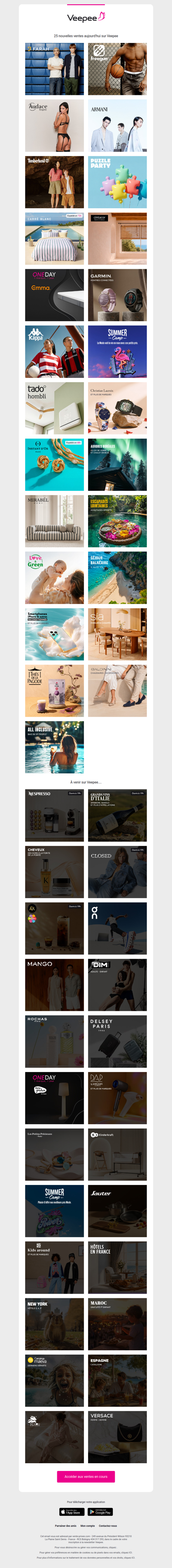 Aujourd'hui : Farah, Freegun, Audace et 22 autres ventes sur Veepee