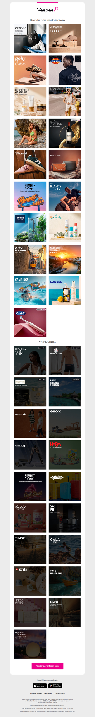 Aujourd'hui : Off-White, JB Martin et Christian Pellet, Goby, Calceo et 16 autres ventes sur Veepee