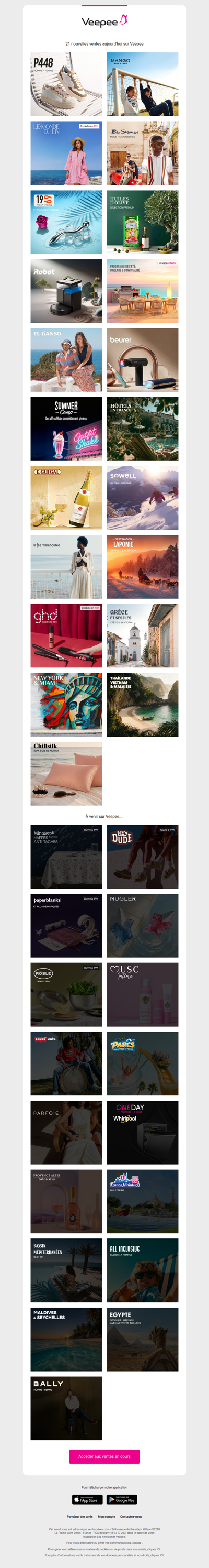 Aujourd'hui : P448, Mango Kids, Le Monde du Lin et 18 autres ventes sur Veepee