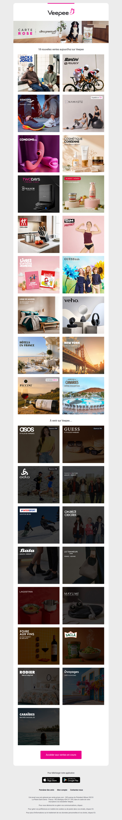 Aujourd'hui : Jack & Jones, Santini, Saucony et 15 autres ventes sur Veepee