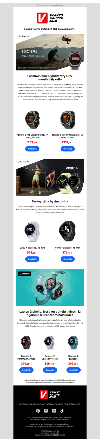 Garminin uutuudet liikkuvalle perheelle ⌚️