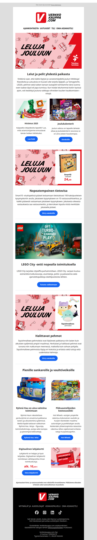 Löydä pukinkontin suosikit 🎁