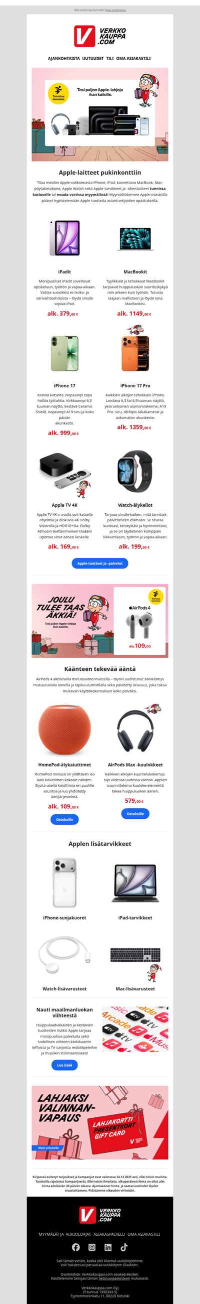 Apple-laitteet pukinkonttiin 🎅