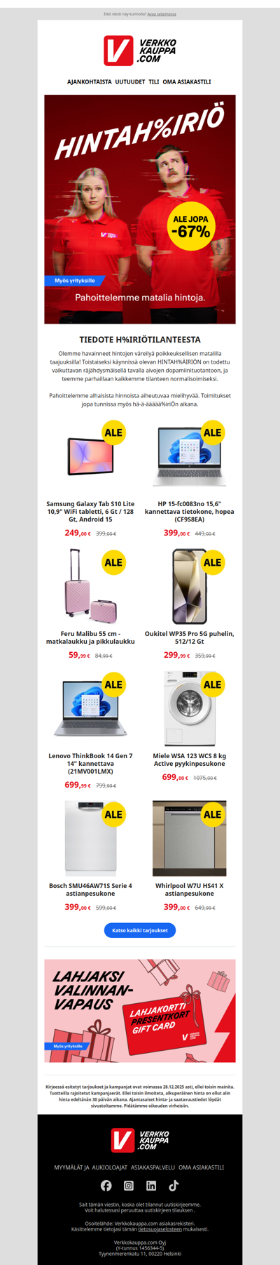 Hintah%iriö ⚡️ ALE jopa -67%