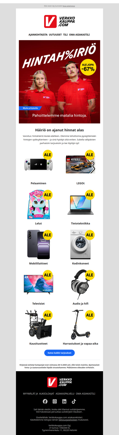ALE käynnissä ⚡️ Tuhansia tuotteita tarjouksessa