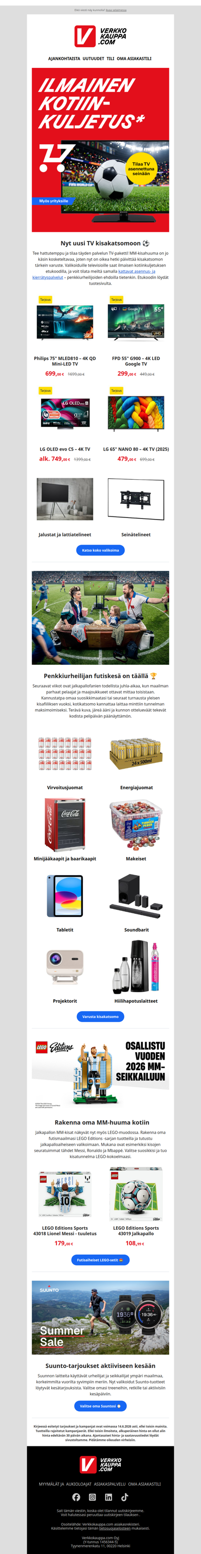 Uusi TV kisakatsomoon – kuljetus 0 € 🙌